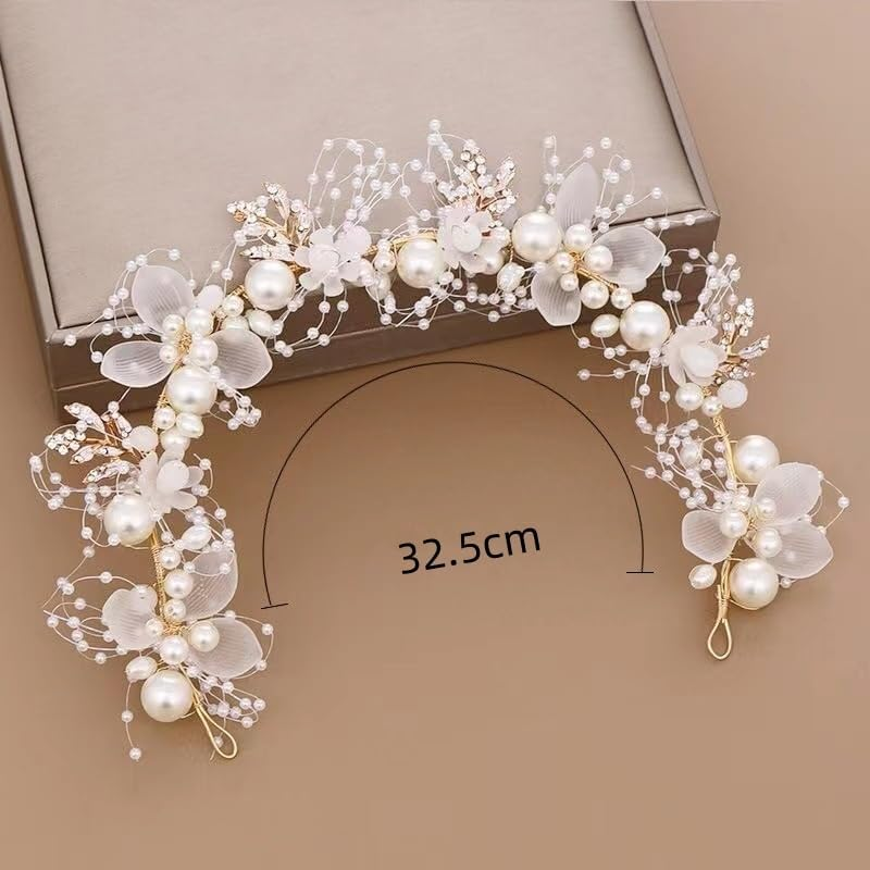 Bicuces 2 Pcs Flower Girl Head Piece Flower Girl Hair Accessories Wedding Hair Accessories for Girls Flower Girl Headband Wedding Floral Crown Rhinestone Crystal Wedding Headband Wedding Headpiece Bridal Floral Headband for Birthday, Party, First Communion image number 4