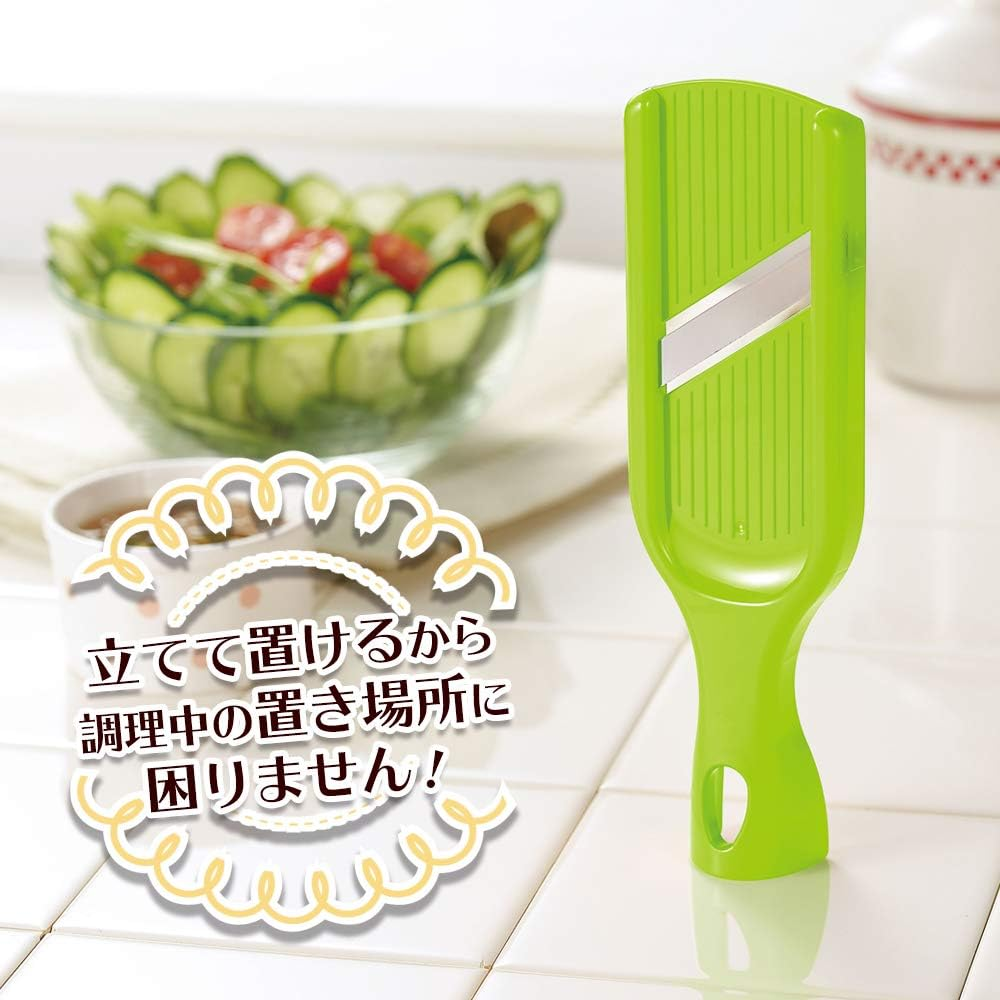 Shimomura Kougyou FVS-610 Full Veggie Smile Cucumber and Leek Slicer, Dishwasher Safe, Made in Niigata, Tsubamesanjo, 6.8 X 2.1 X 0.9 Inches (174 X 53 X 23 Mm), Green image number 3