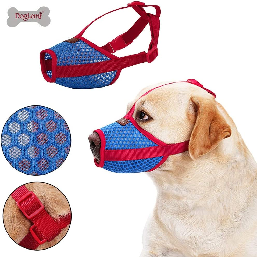 Muzzle for Dogs - Adjustable Soft Dog Muzzle for Small Medium Large Dog, Air Mesh Training Dog Muzzles for Biting Barking Chewing - Breathable Mesh & Soft Flannel Protects Dog Mouth Cover