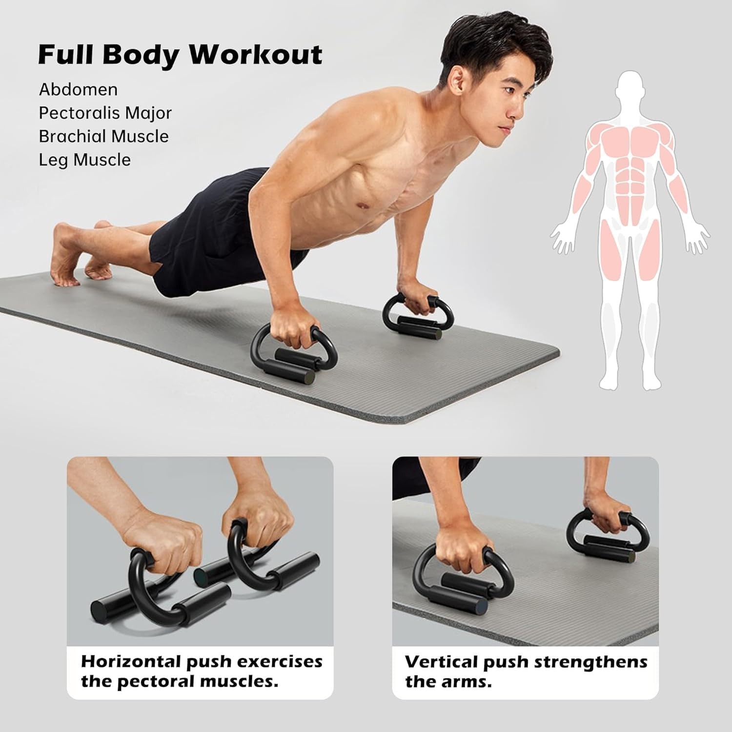 Push up Bars,Hand Grip Ring,Extra Thick Non Slip Foam Grip for Pushups,S-Shaped Push up Bars for Strength Training,Push up Handles for Men & Women,Ideal Pushup Handles for Floor Workout image number 2