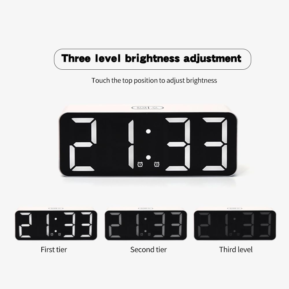 Jiaozoum Small Digital Alarm Clock for Bedroom, Big Display with Charging Port Desk Clock, Support Dimming Adjustable Volume Basic Digital Clock for Deep Sleepers Kids Elderly image number 5