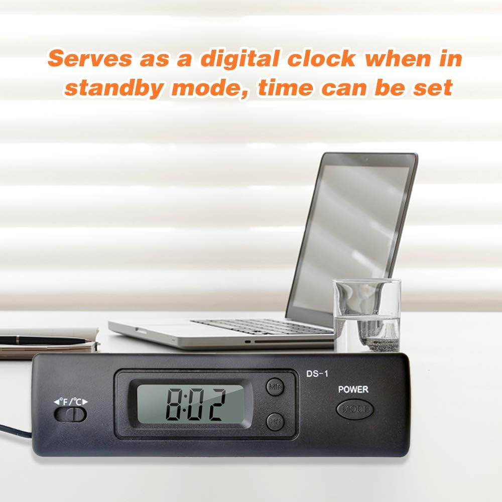 Mini Electronic Digital Car Indoor Outdoor Multi-Function Time Temperature Display with Probe image number 2