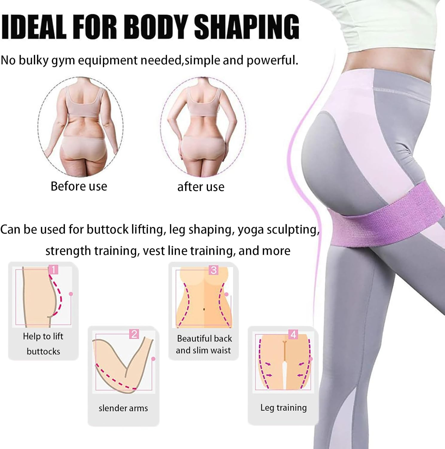 Fabric Resistance Bands Set, 3 Pack Exercise Loop Bands for Legs and Butt, Workout Bands for Yoga, Pilates, Fitness Training, Black and Grey image number 6