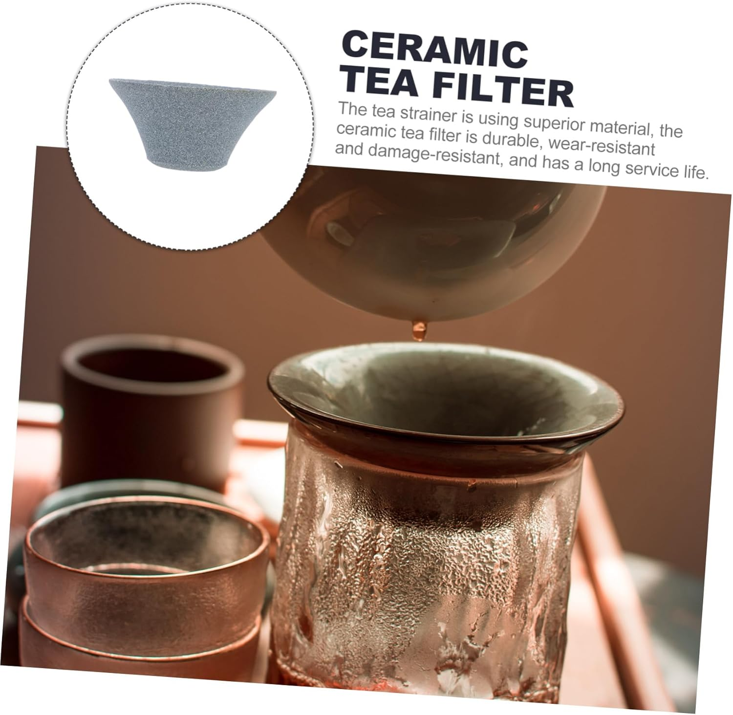 MUELODSIC Ceramic Tea Infuser Filter Cup with Fine for Tea and Coffee Brewing Non-Deformable Material Simple Design for Home and Office Use image number 1