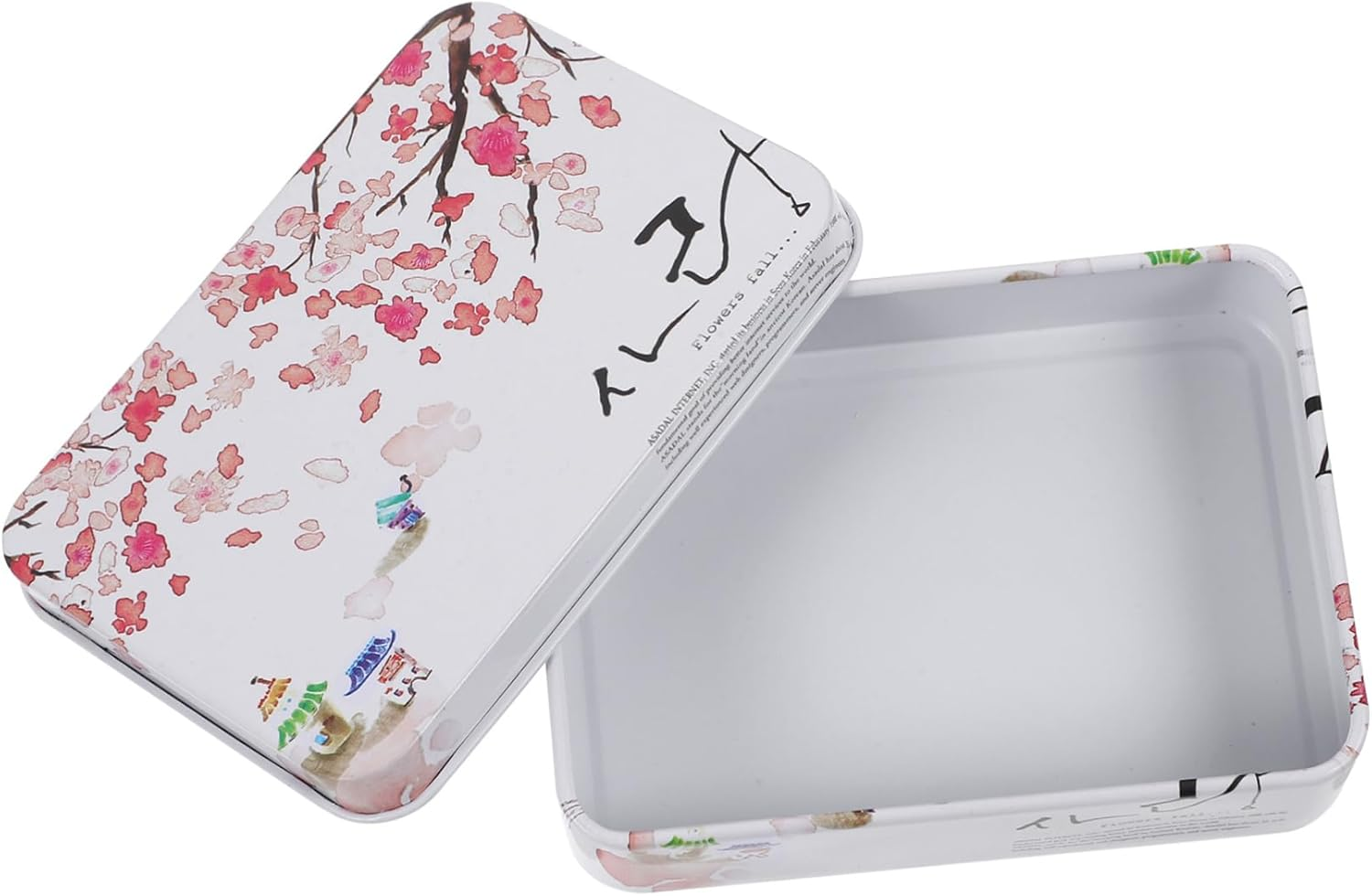 Rectangular Tinplate Storage Box Candy Container Print, Retro Metal Jewelry Organizer Case for Desktop Craft Storage and Biscuit Packaging image number 3