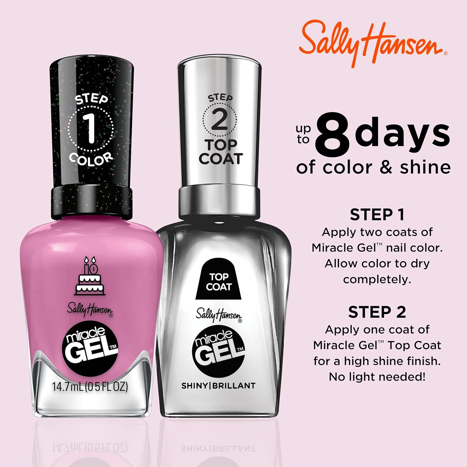 Sally Hansen Miracle Gel Nail Polish - Friggin' Love Hue, 14.7 ML (Pack of 2) image number 6