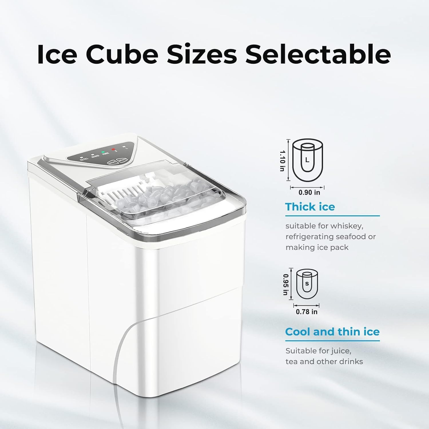 Cobuy Self-Cleaning Ice Machine Countertop, 9 Cubes Ready in 6 Mins, 12KG in 24Hrs, Portable Ice Maker Machine for Home Kitchen Office Bar Party, White image number 1
