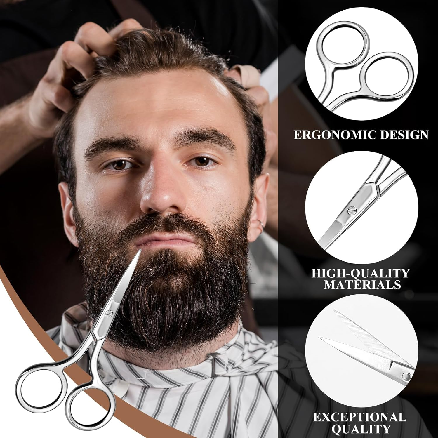 Multi-Purpose Eyebrow Scissors - Stainless Steel Mini Scissors for Hair, Eyelashes, Nose Hair, Lace Wig - Small Straight Tip Snips for Facial Trimming, Makeup & Beauty image number 3