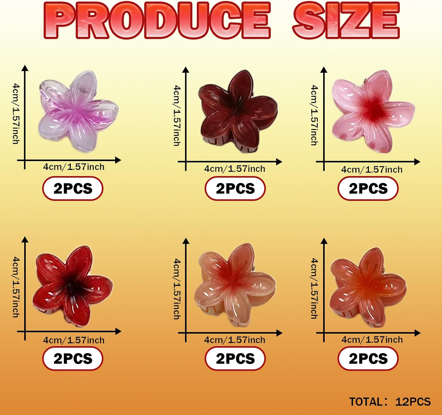 FISH DRAGATE Pack of 12 Flower Hair Clips, Flower Hair Clips, Hair Clips, 6 Colours, Women'S Accessories, Flower Hair Clip, for Girls, Wedding, Party image number 6