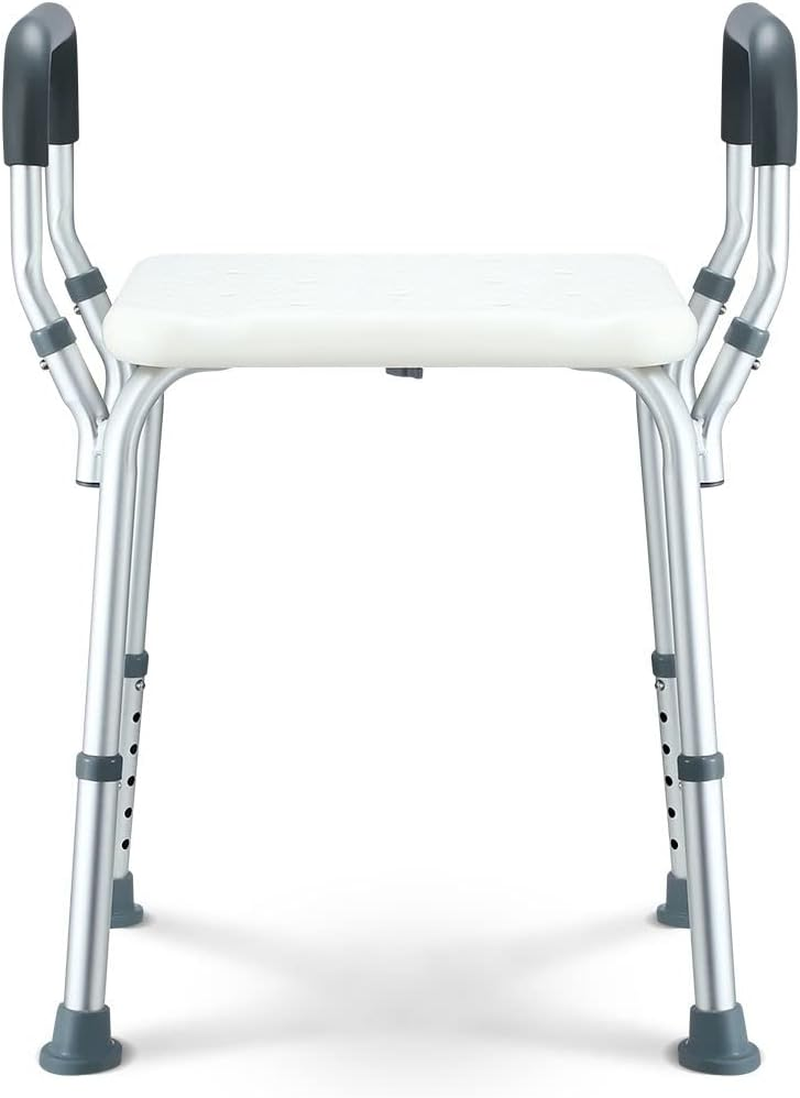 Shower Chair Seat Adjustable Height Bath Stool Bathtub Bench Non-Slip with Padded Armrests for Pregnant Elderly Seniors image number 5
