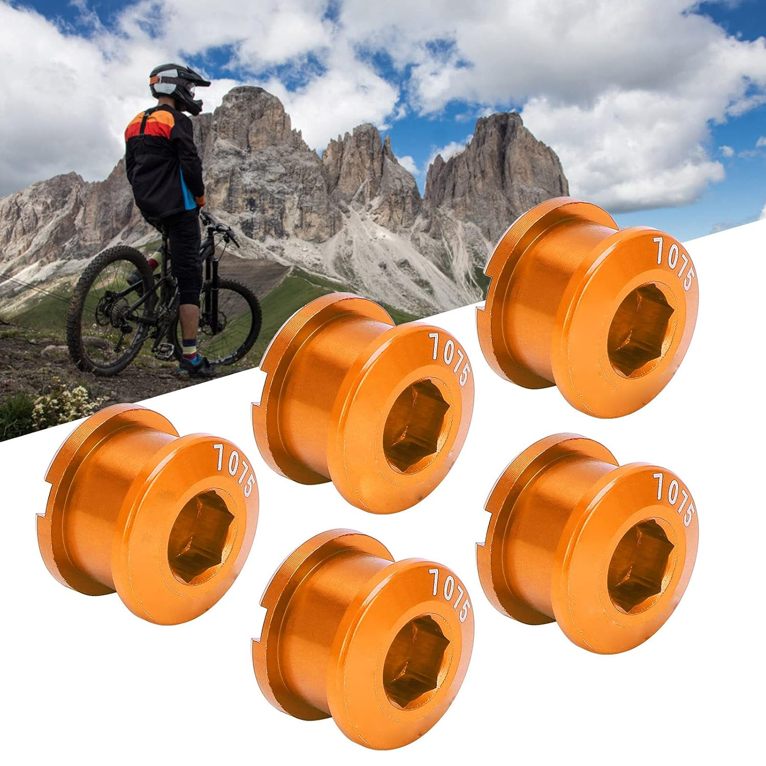 Accessories, Single Chainring Bolts Single Chainwheel Bolts and Nuts for Road Bike Folding Bike Fixed Gear Bike Track Bike for Mountain Bike(Gold)