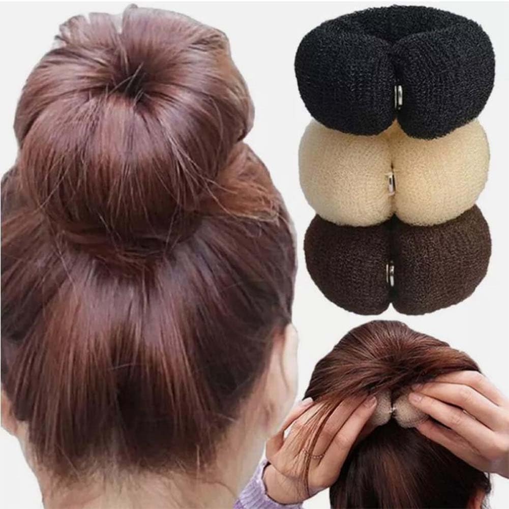 3PCS 20Cm Donut Hair Bun Maker - Ring Style DIY Hair Foam Ring Shaper - Snap Roll Bun Tool Magic Styling Tool for Women (3 Colors) ﻿ image number 5