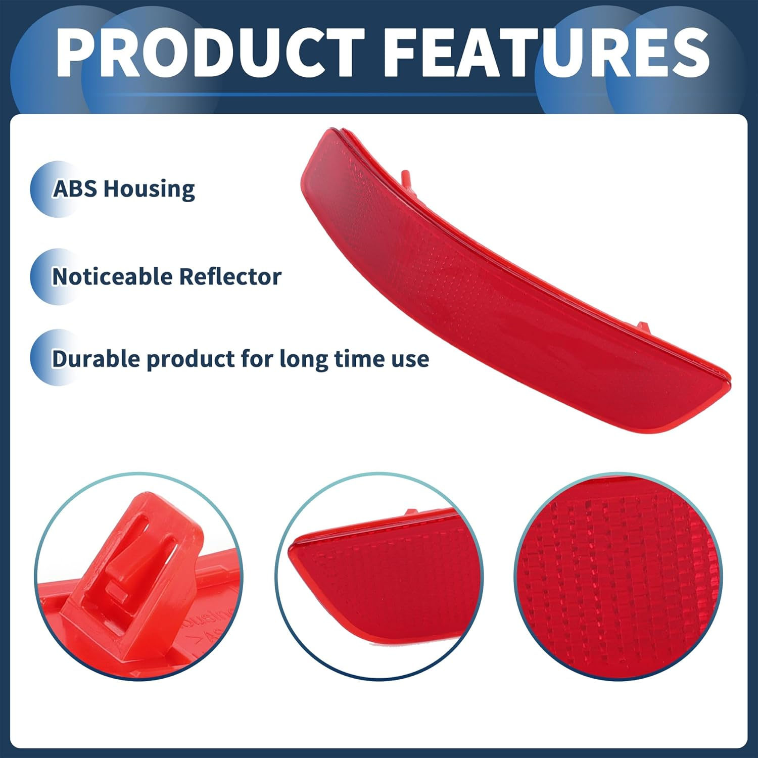 Bumper Reflector Rear Left 7.09"X1.50" Bumper Reflector Side Marker No.8192030040 for Lexus Es300H 2013-2018 Plastic Red Durable image number 2