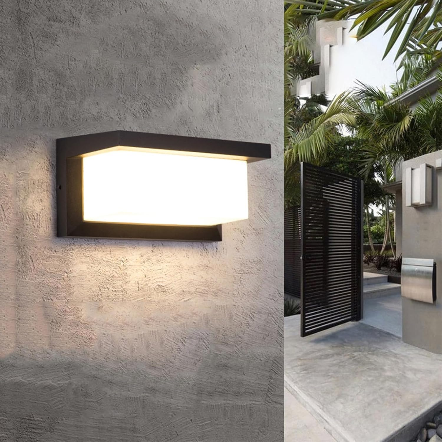 LED Outdoor Wall Light with Motion Sensor Wall Lamp IP65 Waterproof Wall Sconce Aluminium Fixtures Black Modern Indoor Courtyard Garden Terrace Patio Villa Corridor 3000K/6500K (White Light,30Cm 50W) image number 3