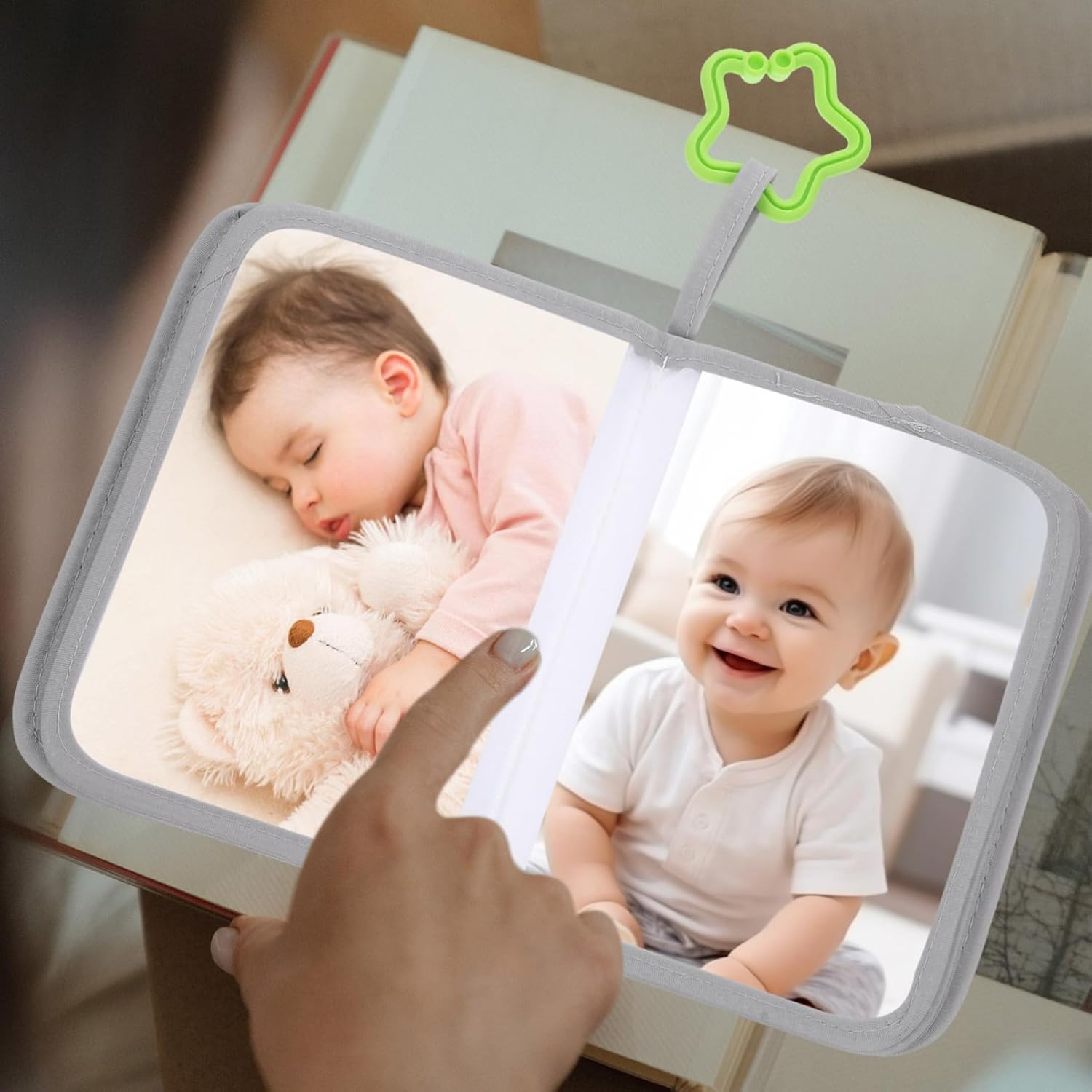 Vaguelly Album Memory Picture Book for First Photo Album Kiddy Photo Cloth Soft Scrapbook Grey Cloth image number 1