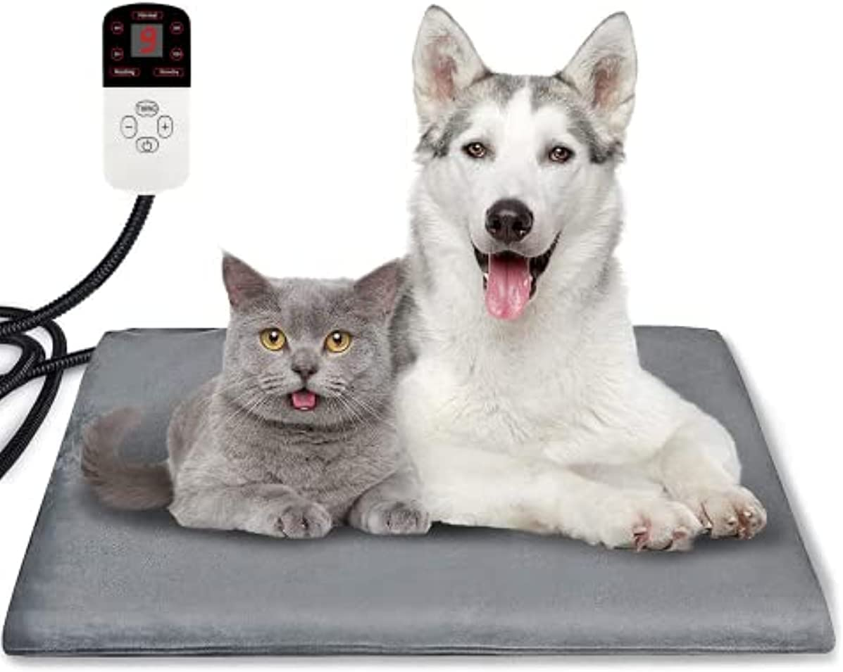 Pet Heating Pad AU Plug, Electric Heating Mat for Dogs Cats 45 X 45 Cm with 4 Timer and 9 Temperature Levels Electric Blanket Chew Resistant Cable and Removable Crystal Velvet Cover image number 3