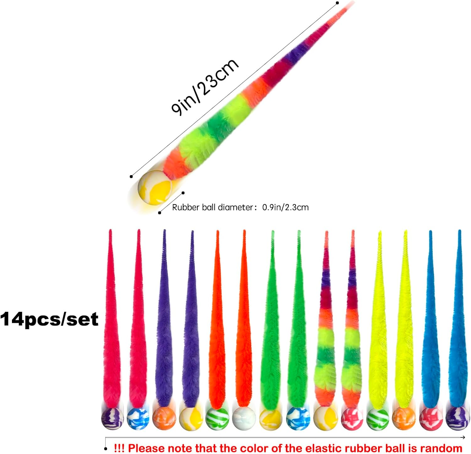 Acceleah Cat Worm Toy Refills - Assorted Teaser Wand Toys with Bell (14 Pcs) image number 4