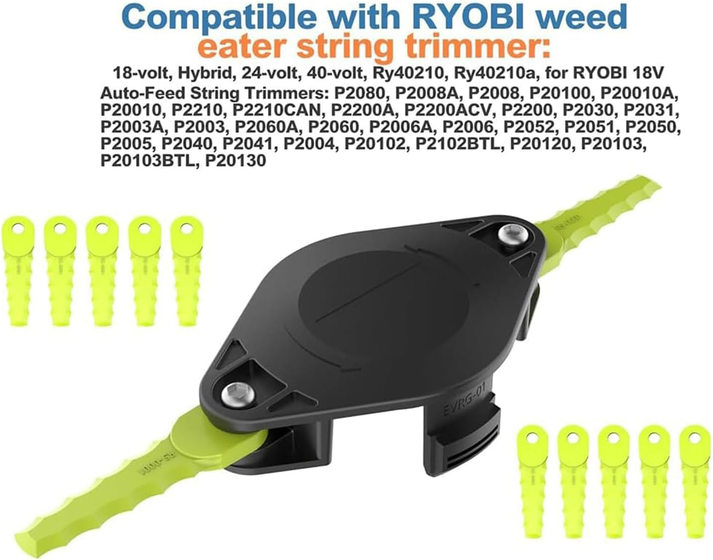 Weed Eater Bladed Head, Compatible with ACFHRL2&AC14RL3A,RYOBI ONE Head 18V, 24V, and 40V RY40210, RY40210A Trimmers with 10 Quickload Blades (1+10+4)