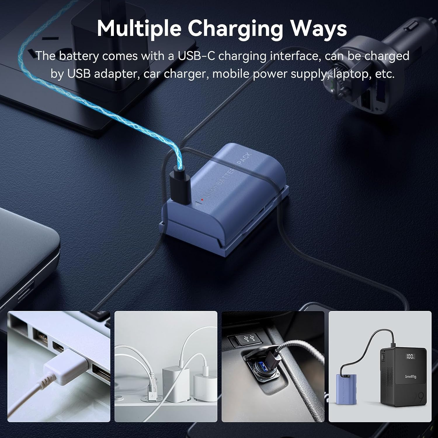 Smallrig LP-E6NH 2400Mah Battery for Canon R5 / R6 / R7 Camera, Rechargeable Camera Battery W/Usb-C 2.5H Fast Charging for Canon R, R5C, 5D II/III/IV, 6D, 6D II, 7D, 7D II, 60D, 60Da, 70D, 4264 image number 2