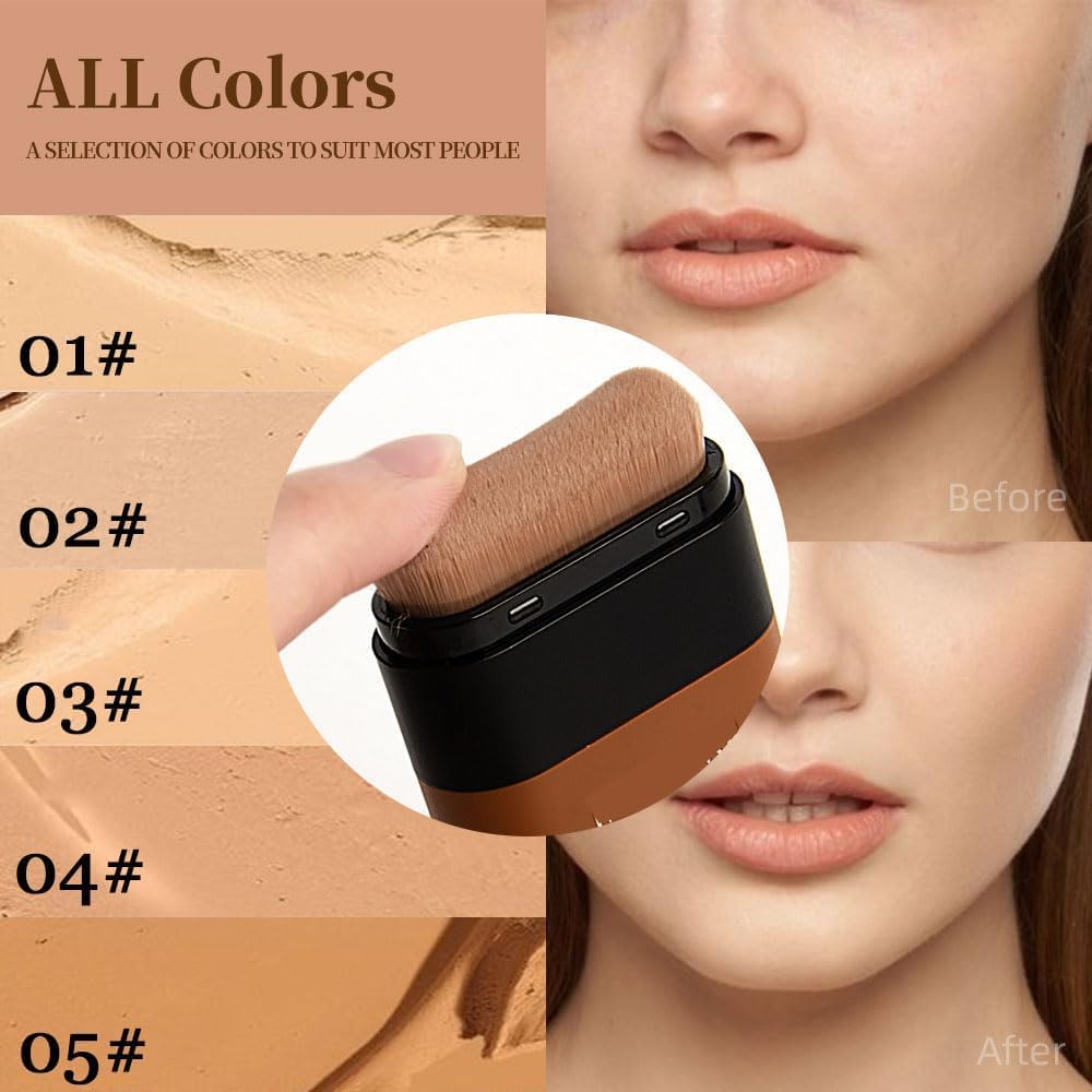 2025 Korean Hydrating Lightweight Foundation Stick with Built-In Brush, Flawless Eraser Foundation Stick, Full Coverage & Waterproof Longwear Makeup for Natural Skin Tone (05#) - 05 image number 3
