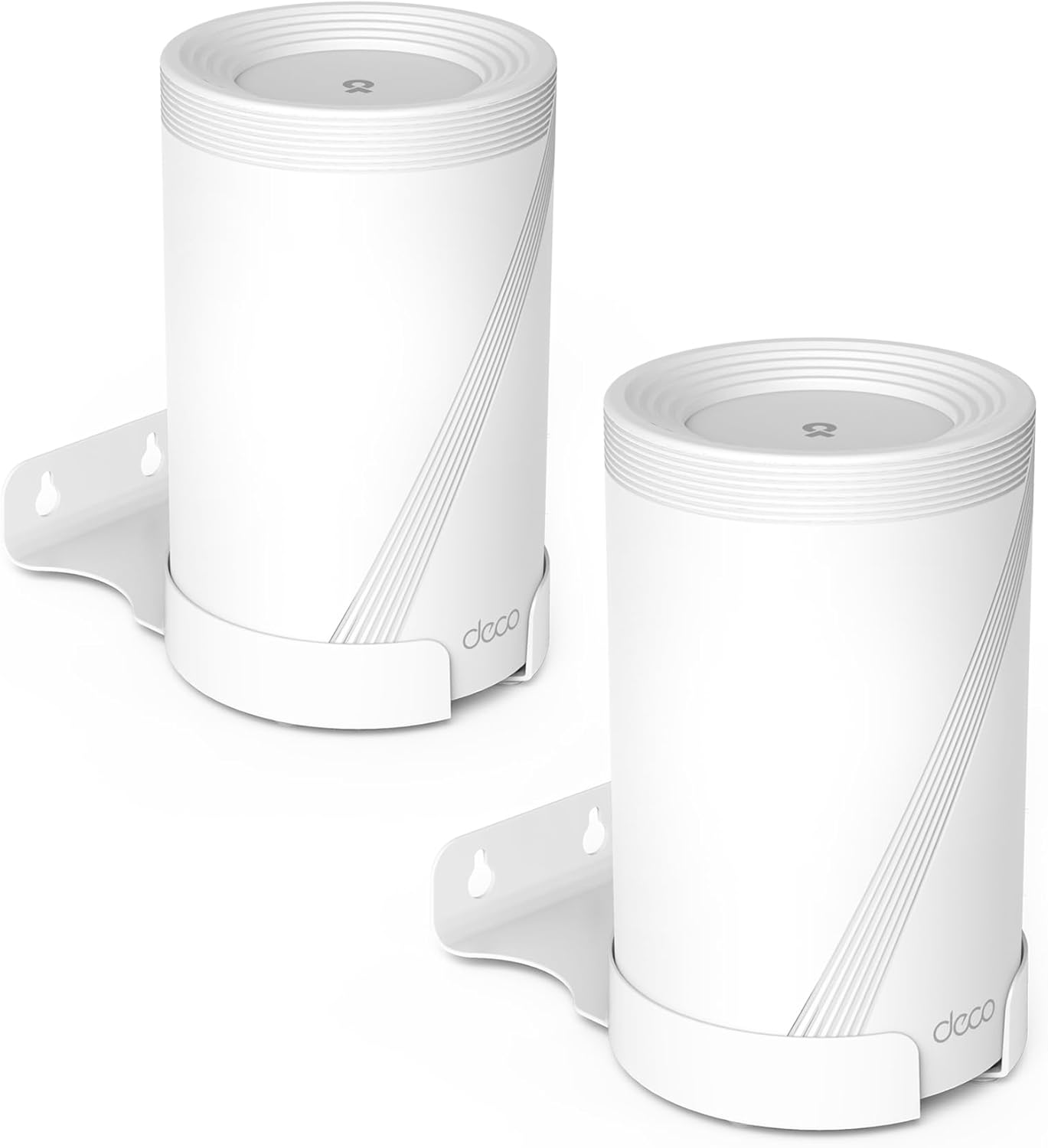 Bangcheer Wall Mount for Tp-Link Deco BE63/ BE65/BE10000/BE11000 Mesh Wi-Fi 7 System, Saving Space Aluminum Alloy Wall Hanging Bracket Holder with Cable Storage Rack, Easy Installation (White-3Pack)