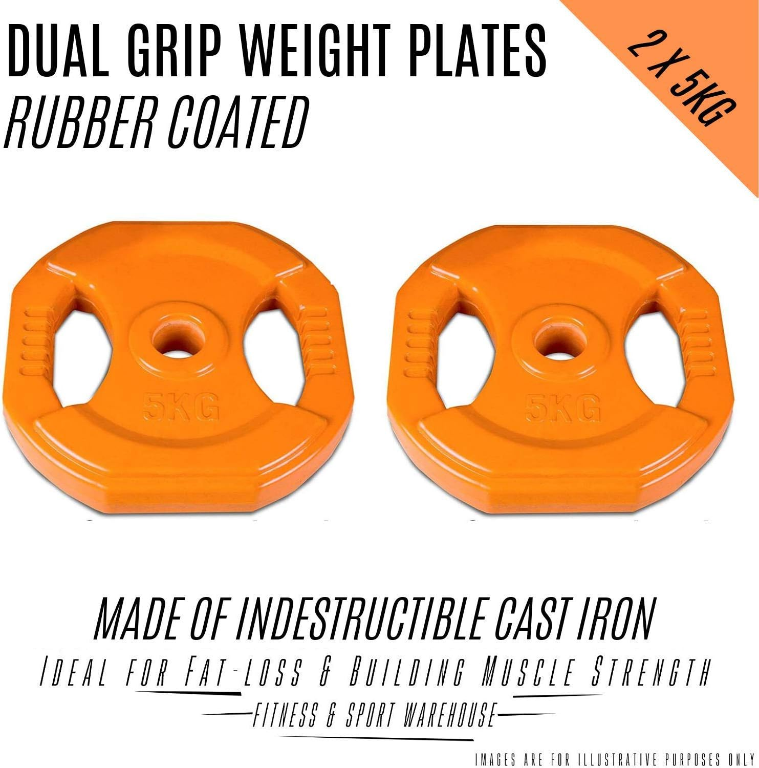 HCE Hex Barbell Weights - Crossfit Barbell Pump Set - Bench Press Barbell Coloured Plates for Power Weightlifting, Full Body Building Workout Gym Training Equipment - 2.5Kg X 2 image number 4