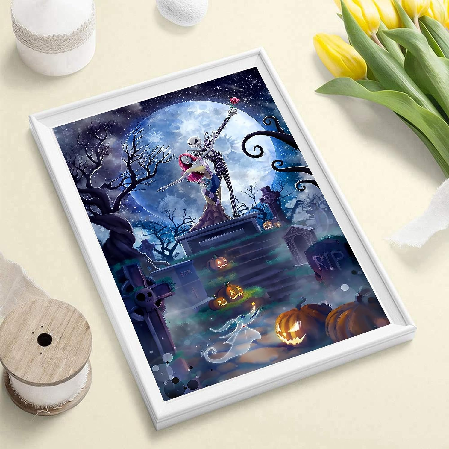 CAMOYAI Halloween Diamond Painting for Adults - Horror Jack 5D DIY Full round Drill Diamond Art Kits, HD Canvas Painting Craft Gem Art for Home Wall Decor and Gifts 12 X 16 Inch image number 3