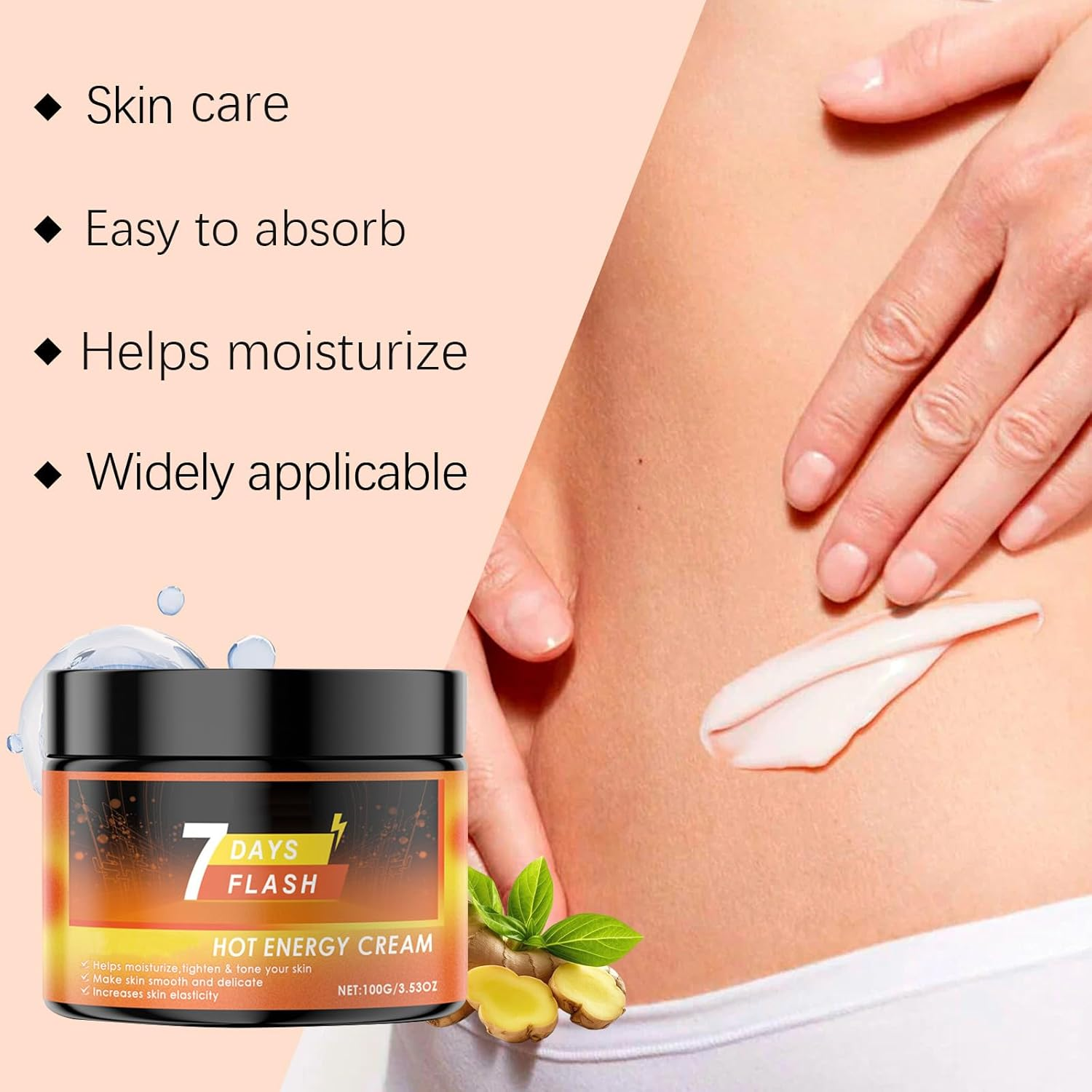 7 Days Flash Hot Energy Cream, Flash Cream, Hot Sweat Creams, Advanced Hots Sweat Firming Body Creams, Firming Skin, Moisturized Hydration Tighten, for Abdomen Waist Legs Arms Thighs (2Pcs) - 4Pcs image number 4