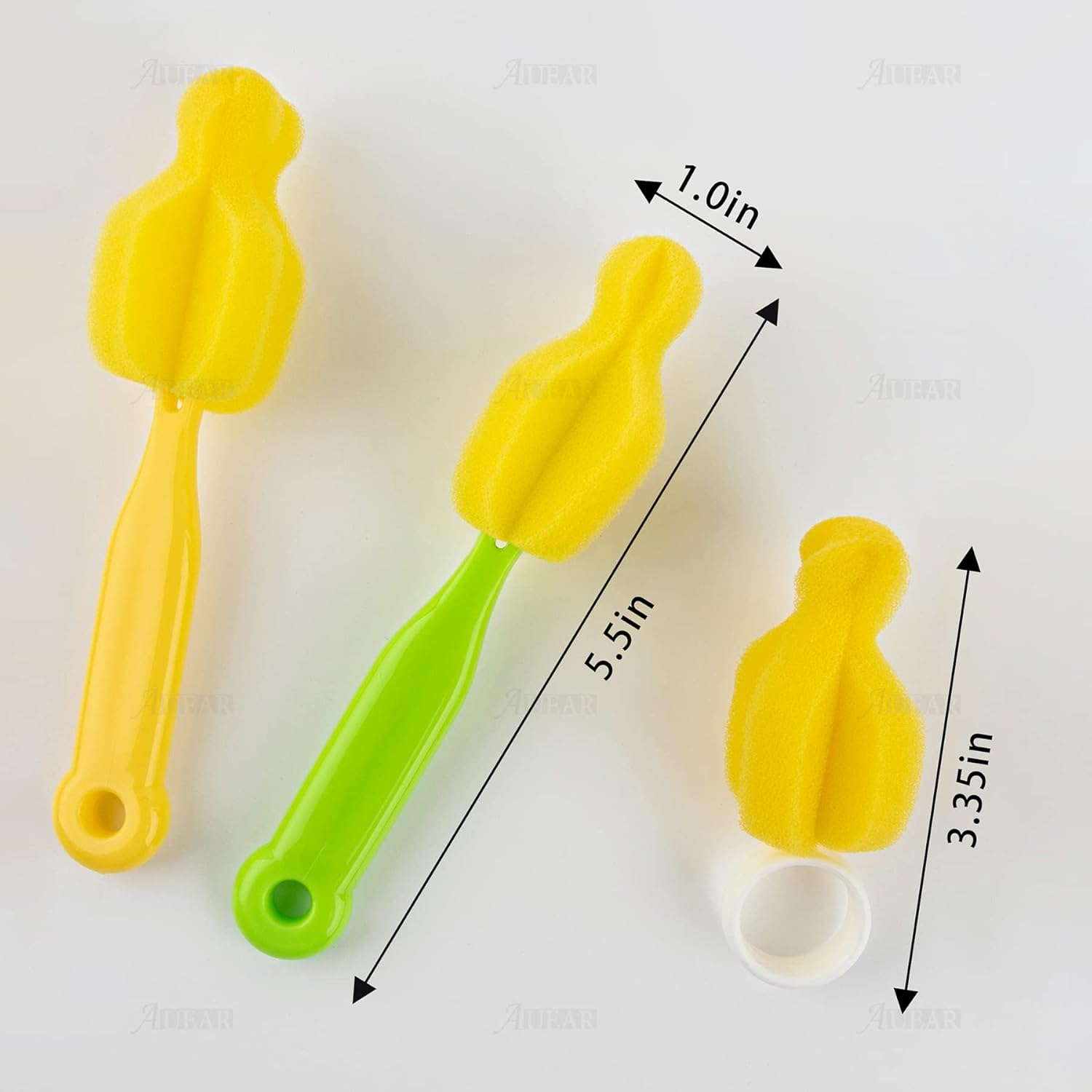 AUEAR, Milk Bottle Nipple Brushes Pacifier Sponge Cleaning Small Brush Cleaner Set for Bottles and Accessories (10 Pcs) image number 3