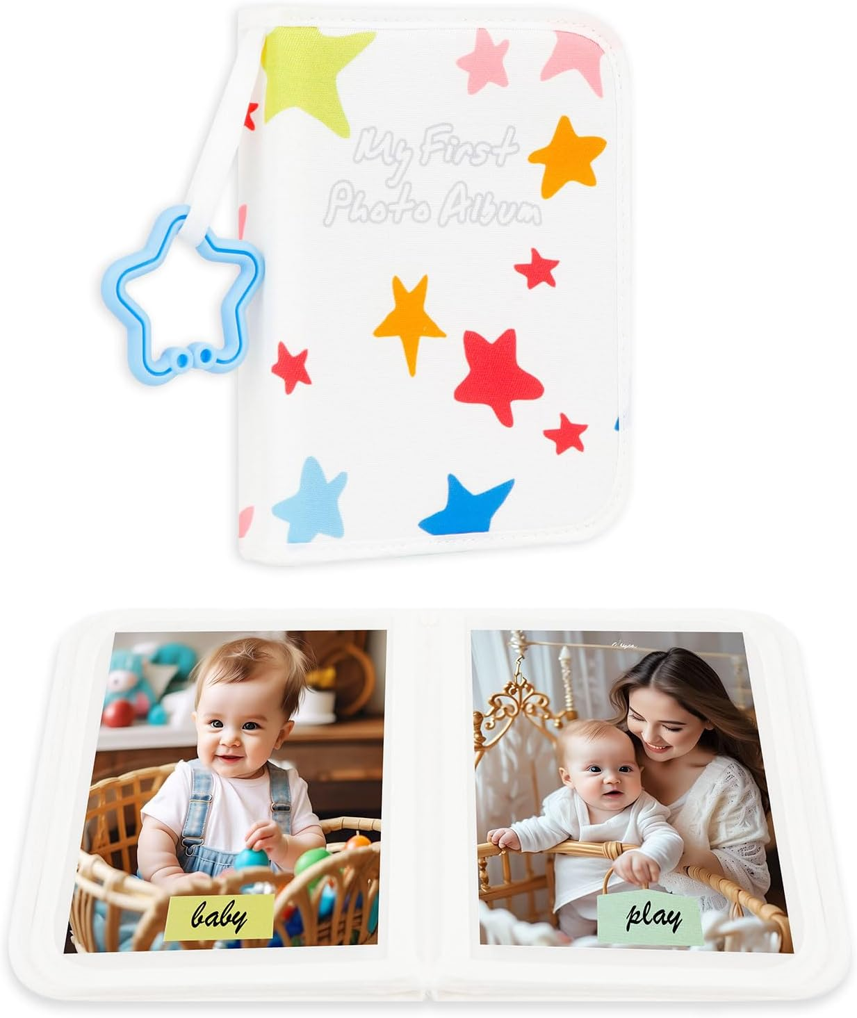 Baby'S My First Photo Album for Baby Holds 21 4X6 Photos, Baby Photo Album Soft Cloth Family Book, My First Family Album for 4X6 Baby Shower Kids Toddlers Family Pictures, Toddler Photo Album (White) - Black image number 7