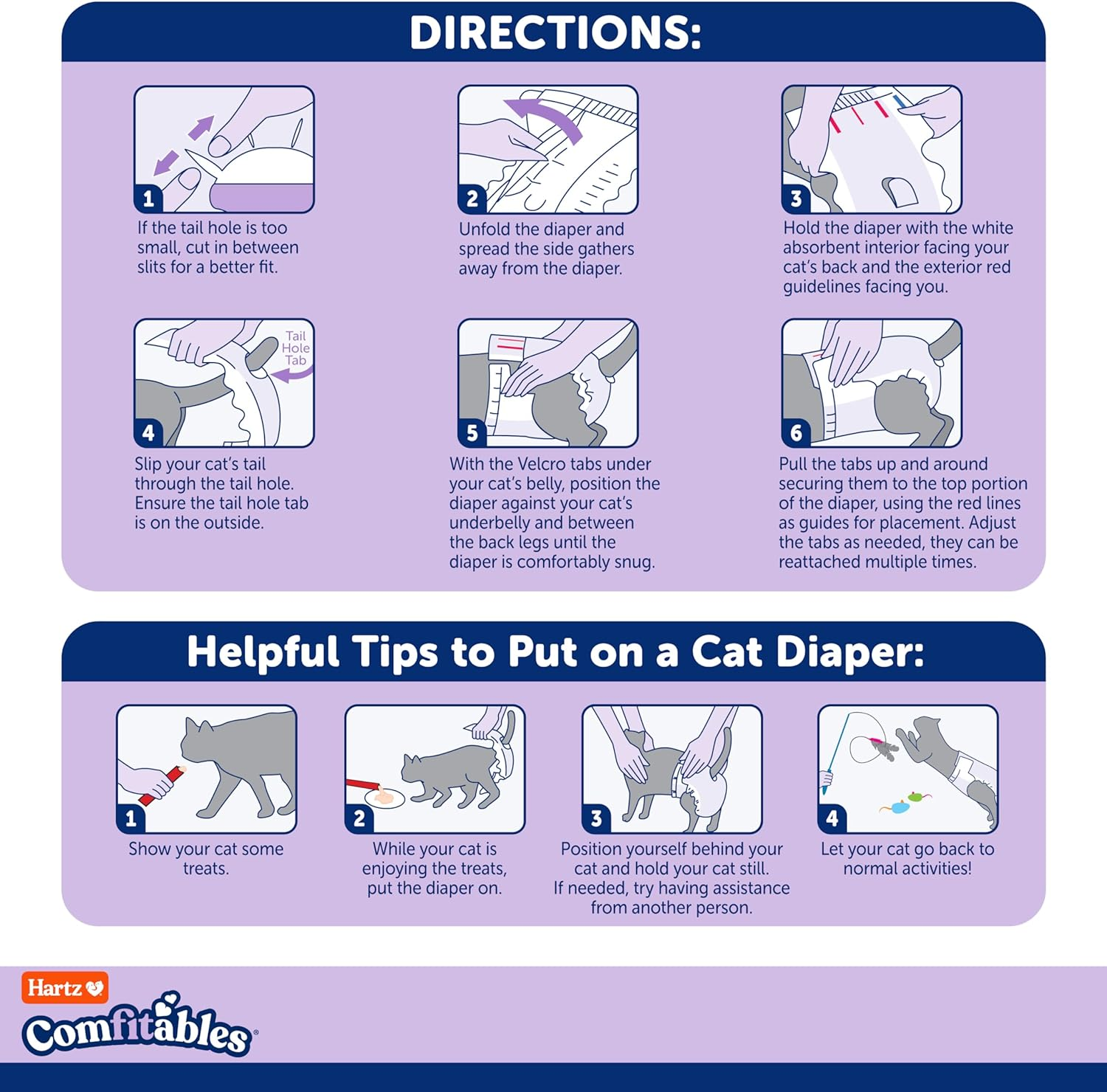 Hartz Disposable Cat Diapers, Easy to Put On, Comfortable & Secure Fit for 12 Hours Leak Protection, Multiple Sizes image number 3