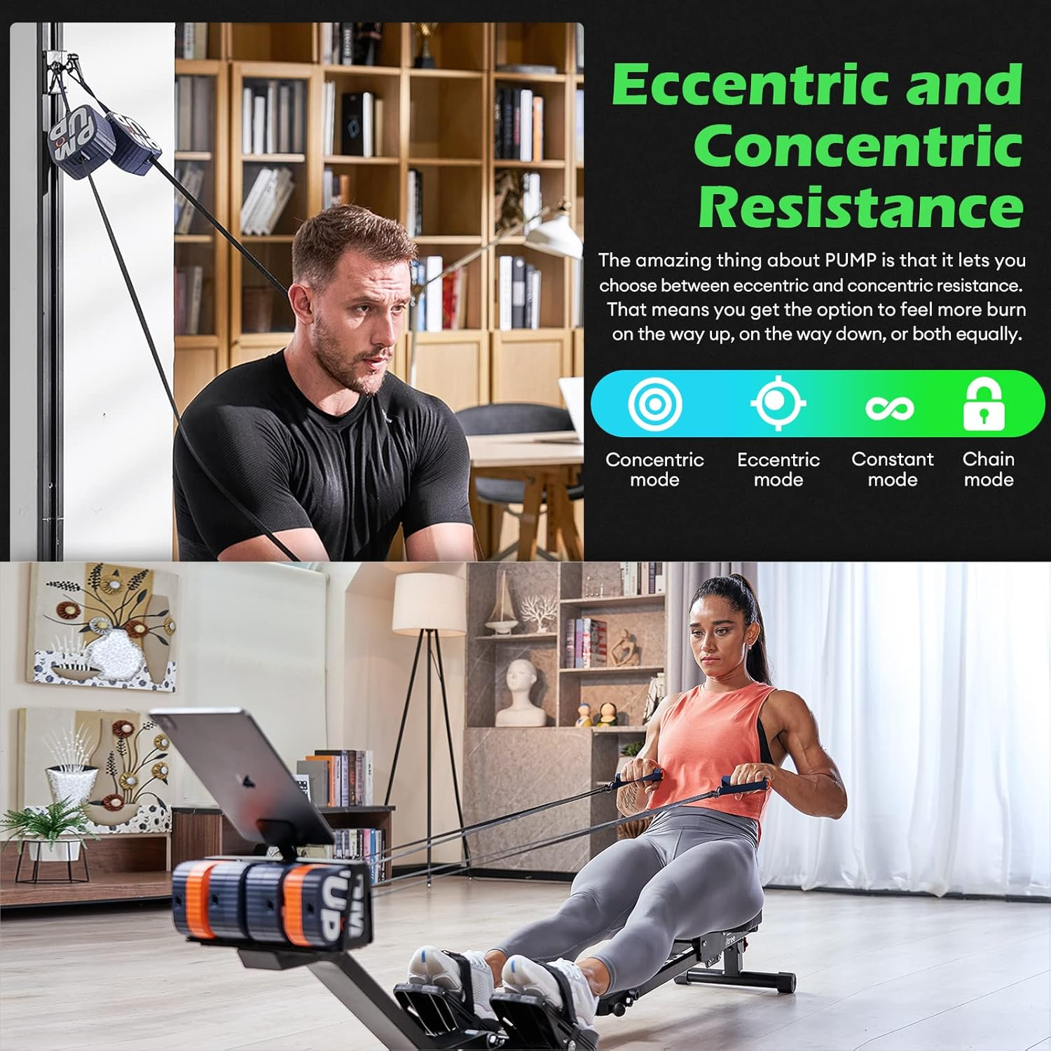 UNITREE Pump Pro Home Gym Equipment All-In-One Smart Pocket Gym, Portable Cable Machine with 4.4-44Lbs Resistance Bands, Eccentric and Concentric Available, 6 Training Modes & APP Assistant - Abyss Blue image number 5