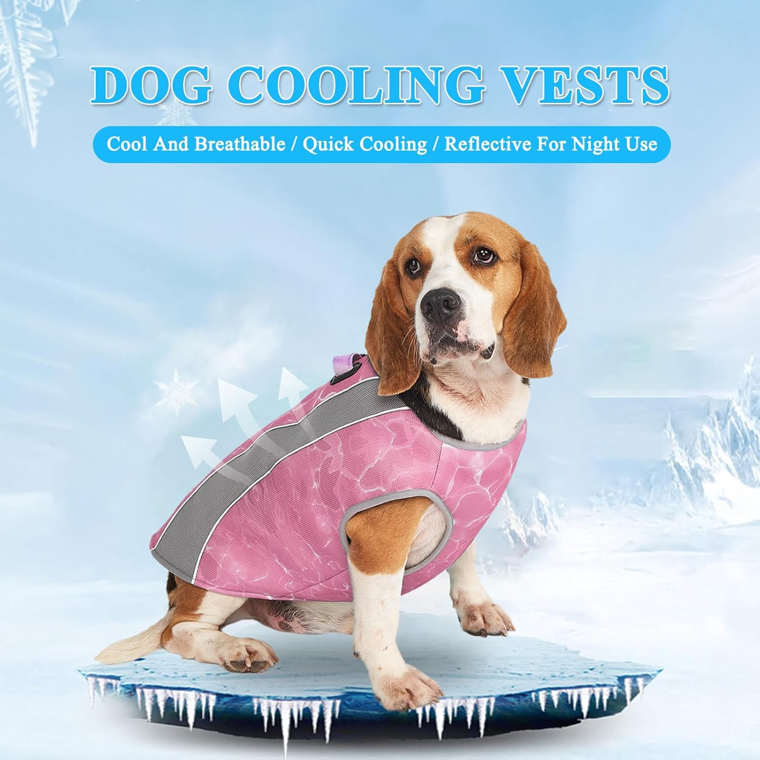 Dog Cooling Vest, Evaporative Cooling Coat for Dogs with Harness D-Rings and Adjustable Zip, Safety Reflective Ice Cooling Jacket for Puppies, Sunproof Summer Cooling Vest for Dogs, S image number 3