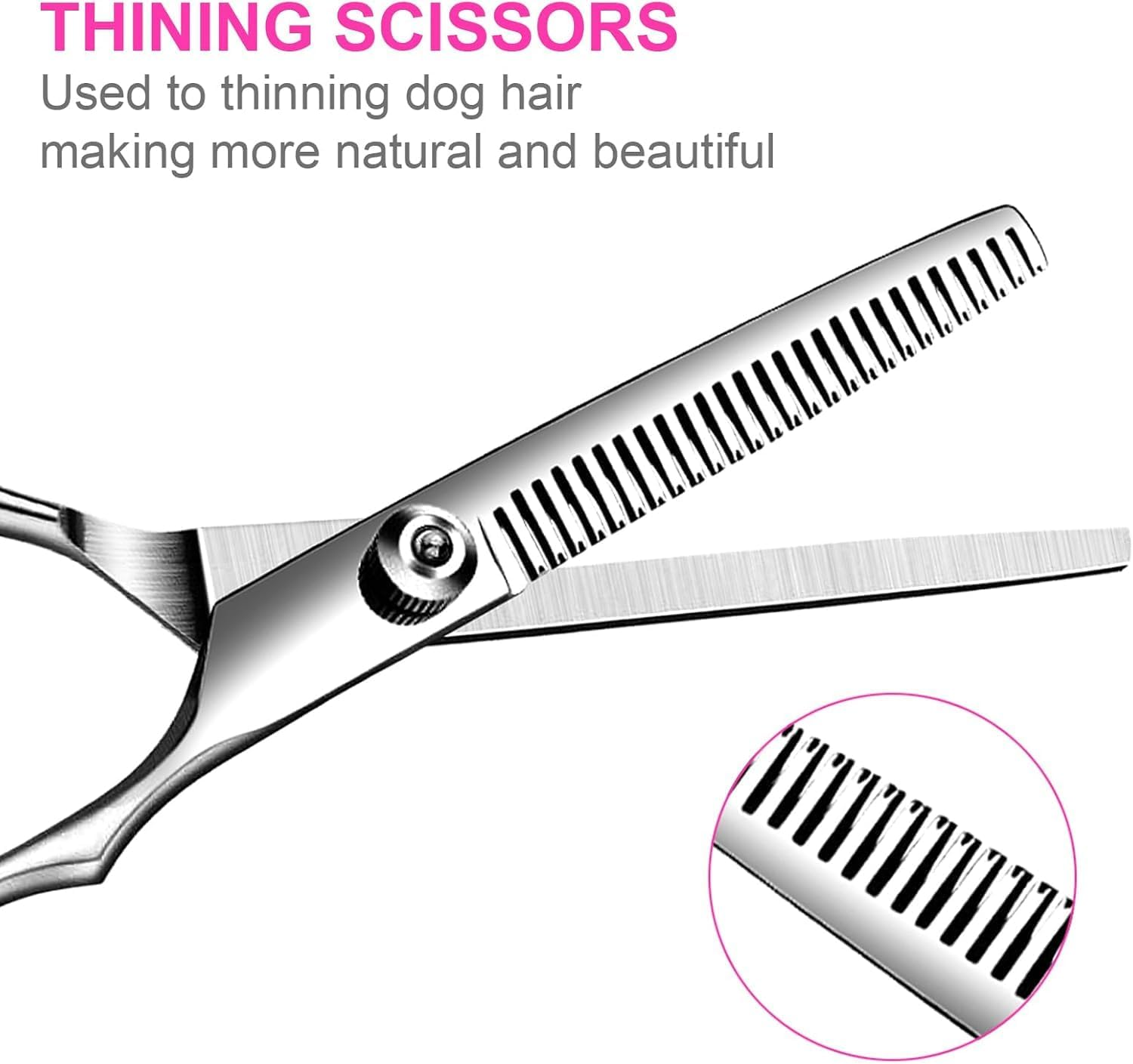 4 PCS Professional Dog Grooming Scissors Kit with Safety round Tips, Coated Pet Grooming Shears for Dog Cat (Pink, 17CM) image number 3