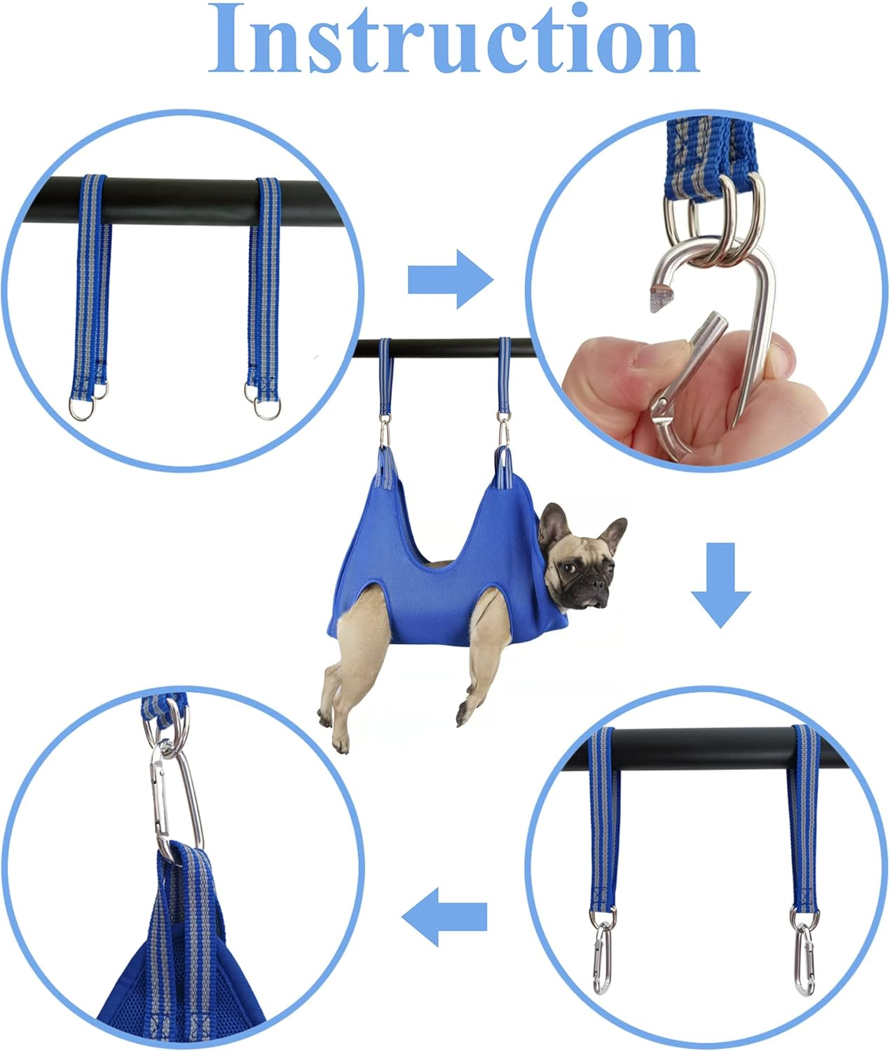 Kkiimatt 10 in 1 Pet Grooming Hammock Harness with Nail Clippers/Trimmer, Cat&Dog Nail Clipper Hammock, Cat&Dog Grooming Sling for Small Animals Nail Trimming/Clipping (Xxs/Under 10Lb Blue) image number 4