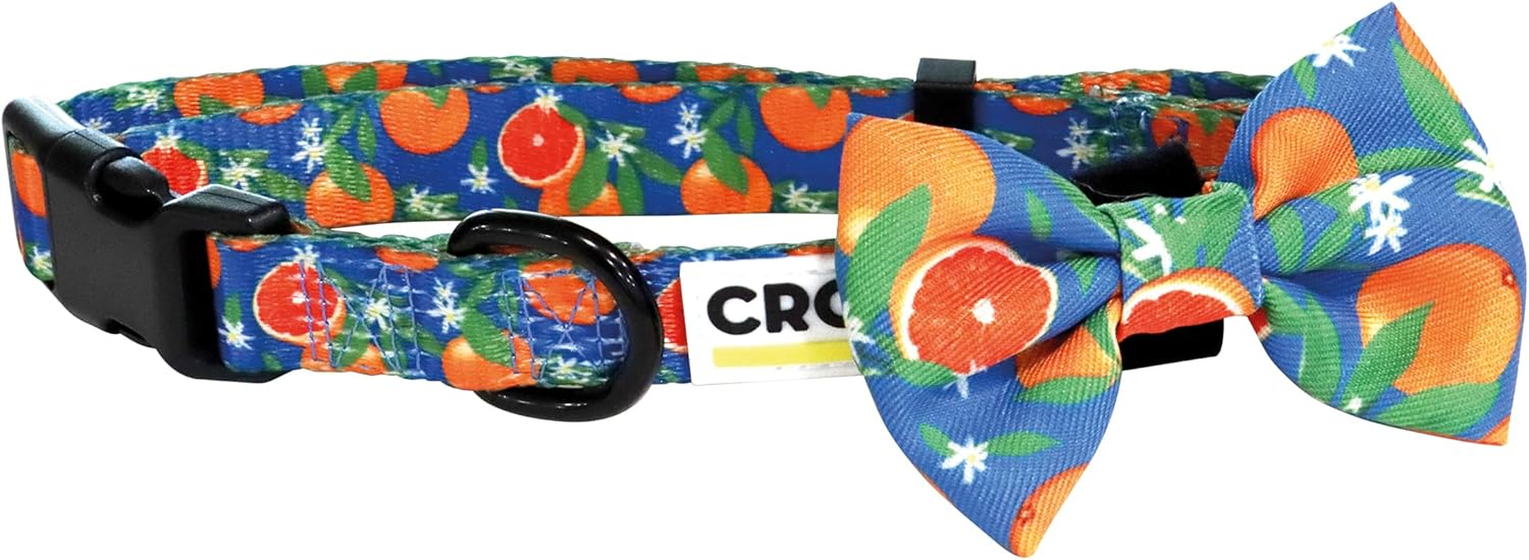 Croci Sicily Blue Citrus Nylon Adjustable Dog Collar with Removable Bow Tie Medium 32-50 X 2 Cm image number 2