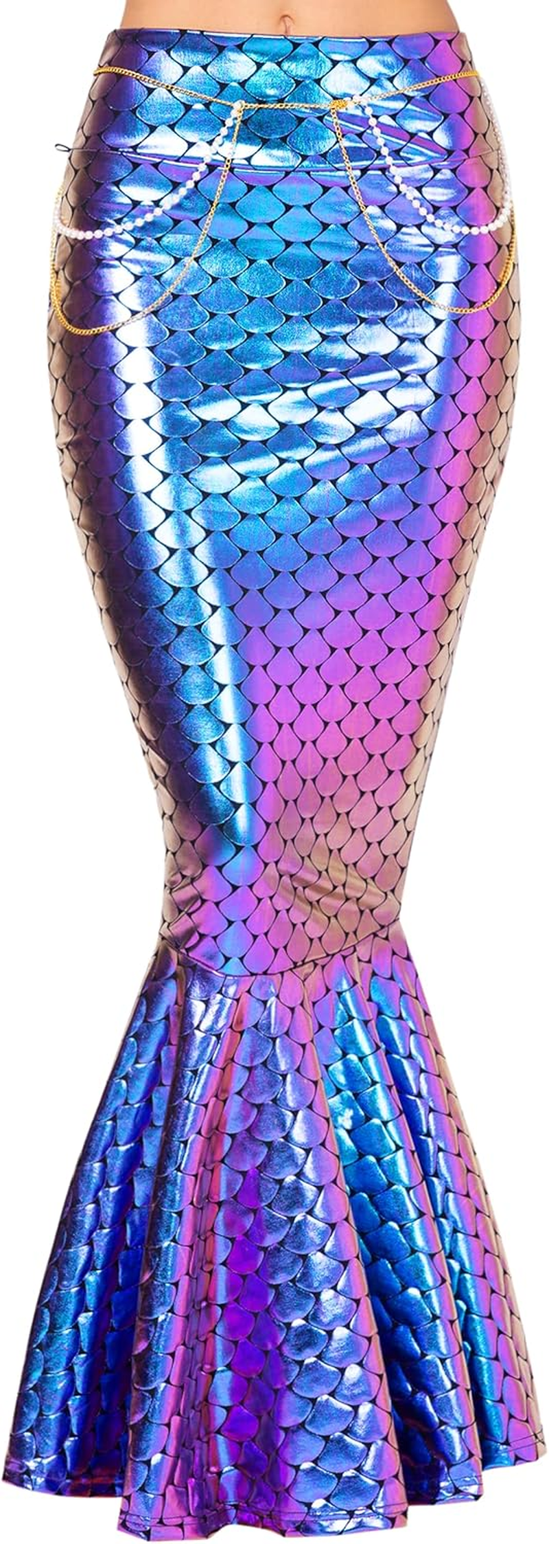 Spooktacular Creations Adult Metallic Hologram Shiny Mermaid Skirt Costume Role Play for Halloween Costumes Party Events