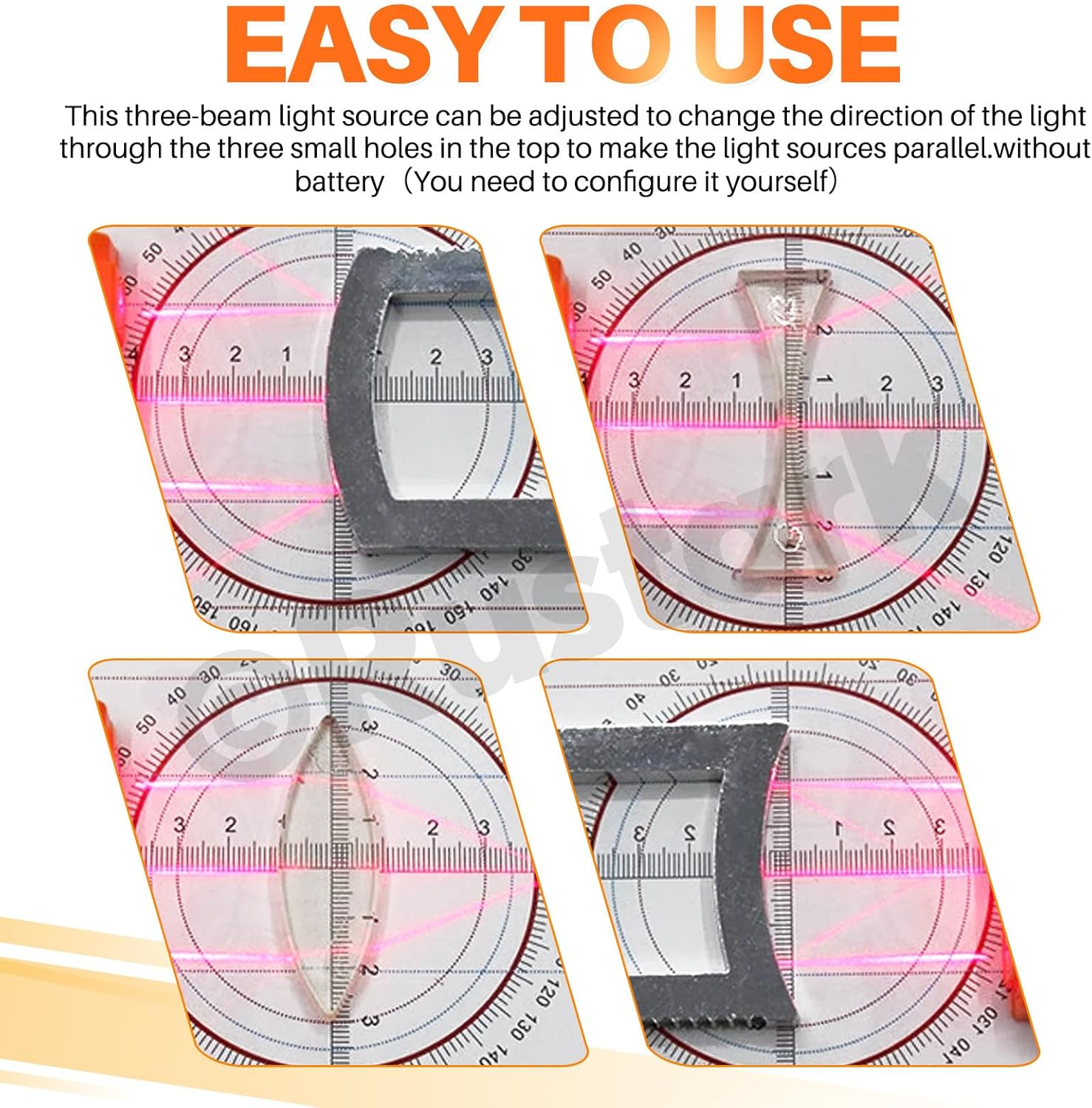 Rustark 1 Set Physics Optical Experiment Kit Prism Lens Optic Reflector Refraction Optics Three Light Source Teaching Demonstration Equipment Optical Physics Kit for Teacher Student Education image number 2