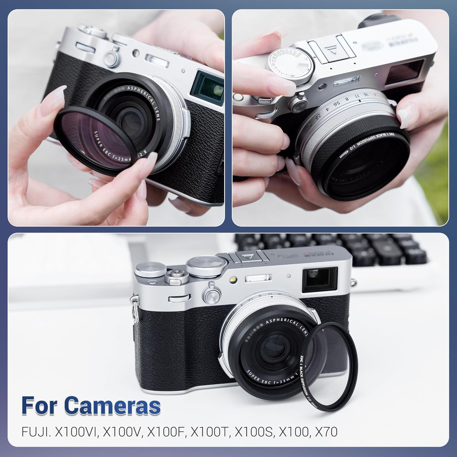 JJC AR-X100 49Mm Metal Lens Filter Adapter Ring for Fujifilm X100VI X100V X100F X100T X100S X100 X70 Camera Installing UV CPL ND Filter Lens Cap, Can Be Used with FLCP-49 Lens Cap image number 3