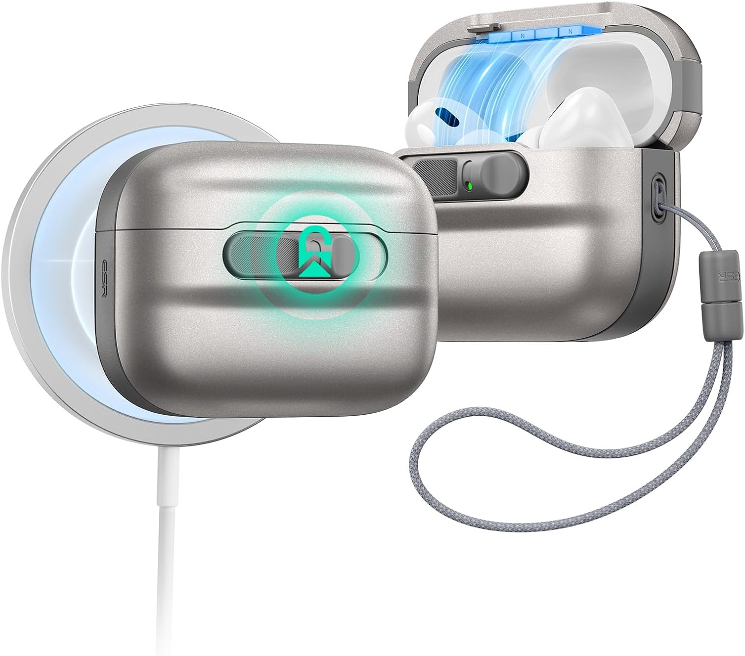 ESR for Airpods Pro 3 Case (2025), Compatible with Airpods Pro 3 (USB-C Cable), Magsafe Ready, Magnetic Lid Lock, Full Drop Protection Cover with Lanyard, Black