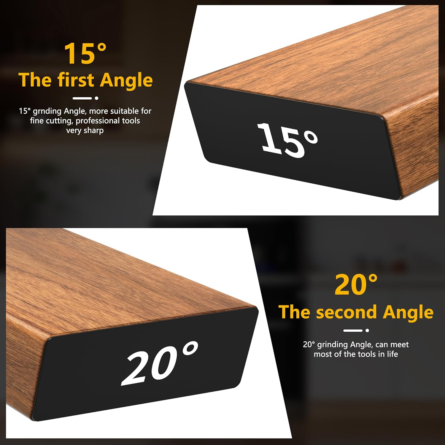 Arayuu Knife Sharpener Tool, Blunt Knife Sharpening Kit with 15 & 20 Degree Sharpening, Rolling Knife Sharpener with 400, 1000 Grit Discs & 3000 Ceramic for Home Cooks & Chef'S Knives image number 4