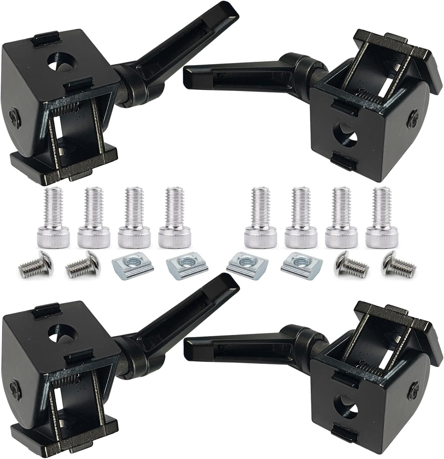 BLCCLOY 4 Sets Black 2020 Aluminum Extrusion Pivot Hinge Swivel Degree Angle Bracket with Handle for 20 Series 20/20 2040 V T Slot Extruded Aluminum Profile Hardware Connector