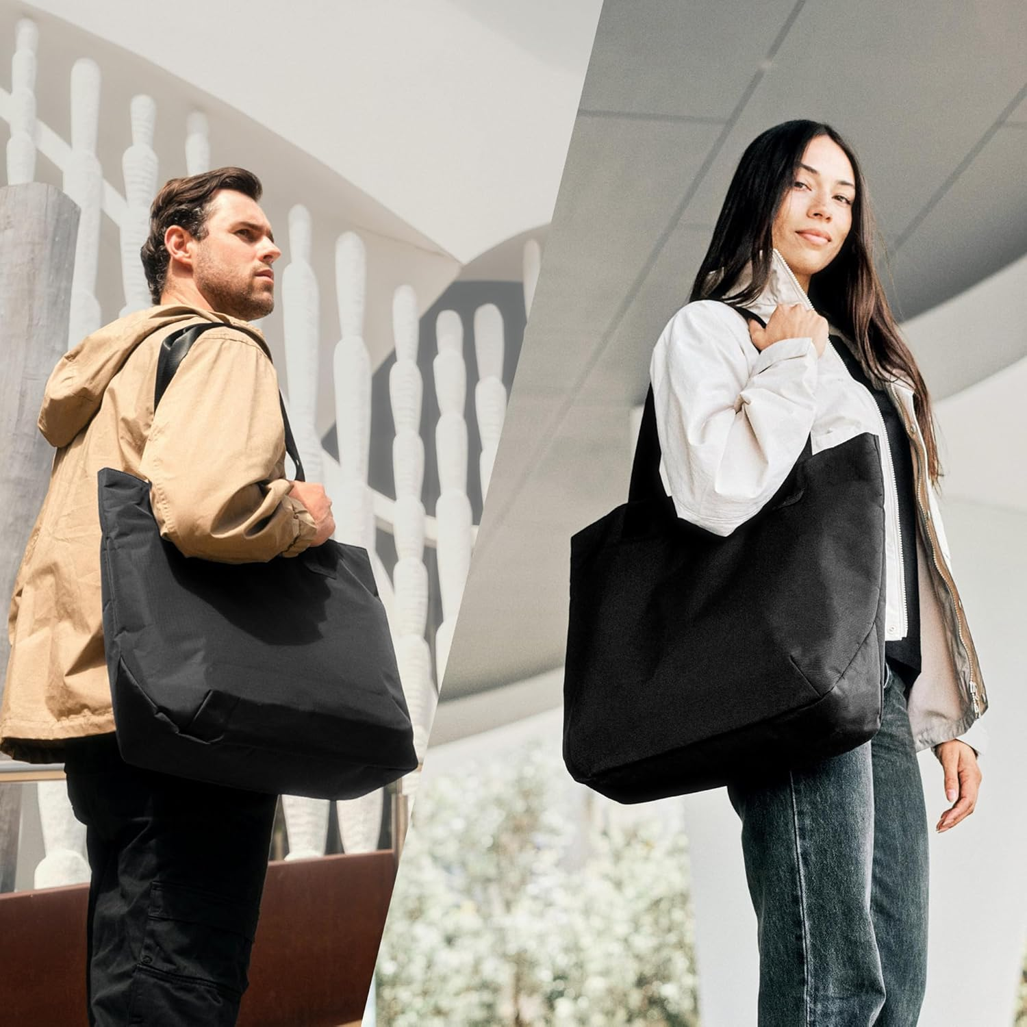 ALPAKA Elements Tote 20 L - Spacious Interior Tote Bag with Foldable,Semi-Padded Sleeve Fits 16" Laptop, Built in Bottle Pocket,Magnetic Closure,Waterproof Fabric,Carabiner Loops,Black Axoflux 210D image number 2