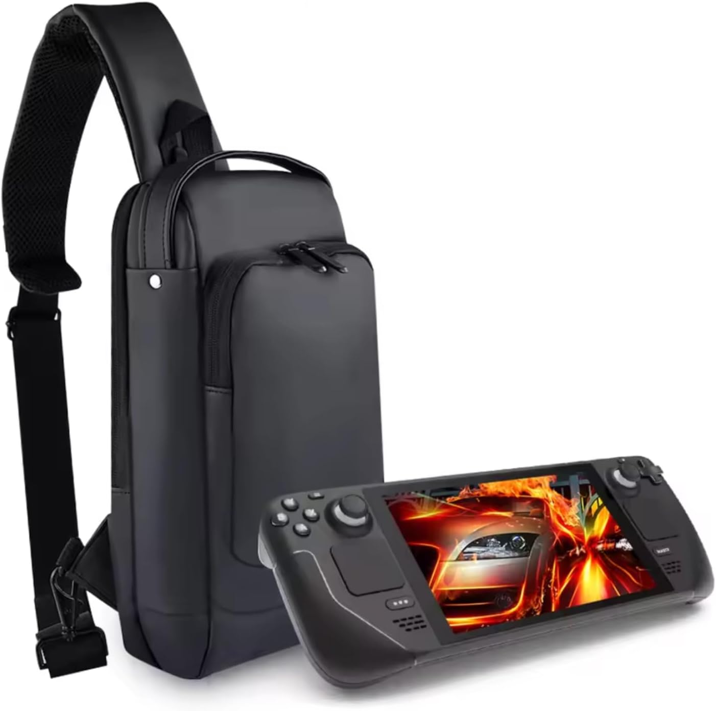 MENDUNER Handheld Gaming Console Sling Bag, Carrying Case Fit for Steam Deck OLED, Large Storage Space Retro Gaming Consoles Accessories Travel Bag image number 6