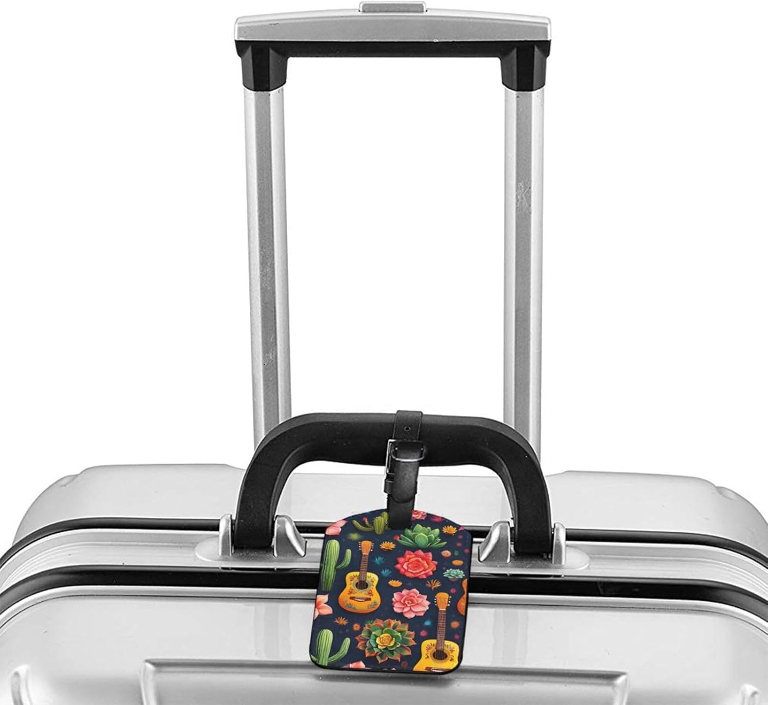 Lotus and Candles Guitar Print Elegant Tag Stylish Tag Luggage Tag 4.3 X 2.76 Inch for Suitcases Travel Bags image number 5