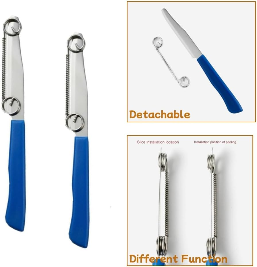 2Pcs Quick Slicing Knife, 2024 New Magic Fruit Vegetable Peeler,Peeling Slicing Knife with Removable Spring,Multifunctional Stainless Steel Fruit Slicer, Peeler Vegetable Peeler Slicer for Kitchen image number 5