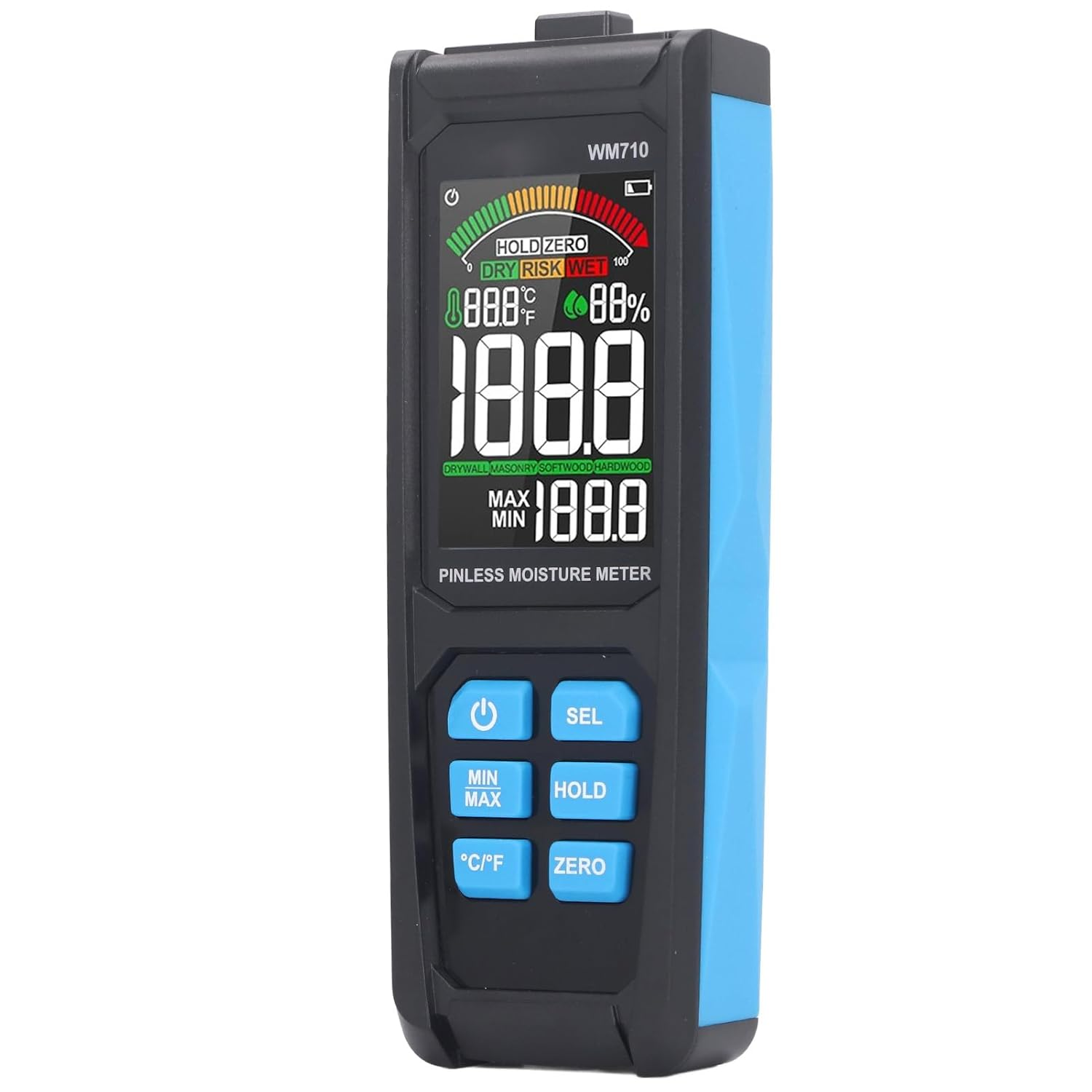 Pinless Moisture Meter for Leak Detection, Digital Wood Moisture Detector Wall Humidity Sensor Water Damage Detector for Building Materials image number 4