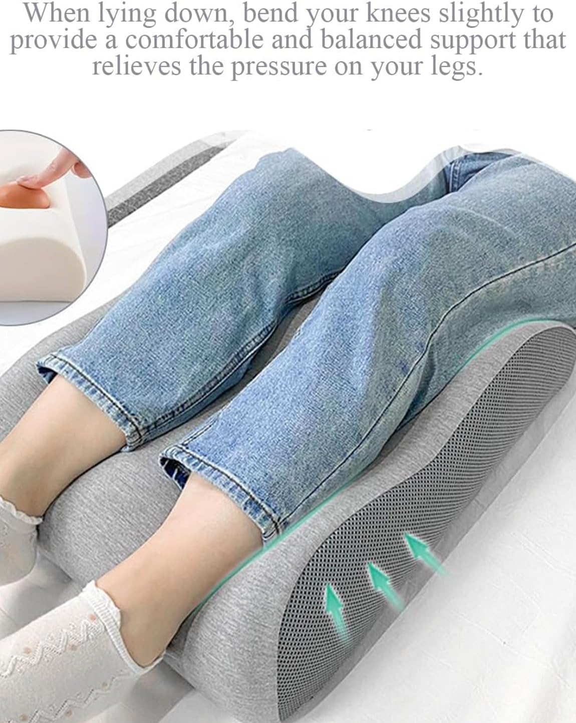 Memory Foam Leg Pillows for Sleeping,Back M Shape Curve, Ergonomic Design, Removable Cover, Breathable Fabric, with Proper Elevation, for Comfortable Posture image number 1