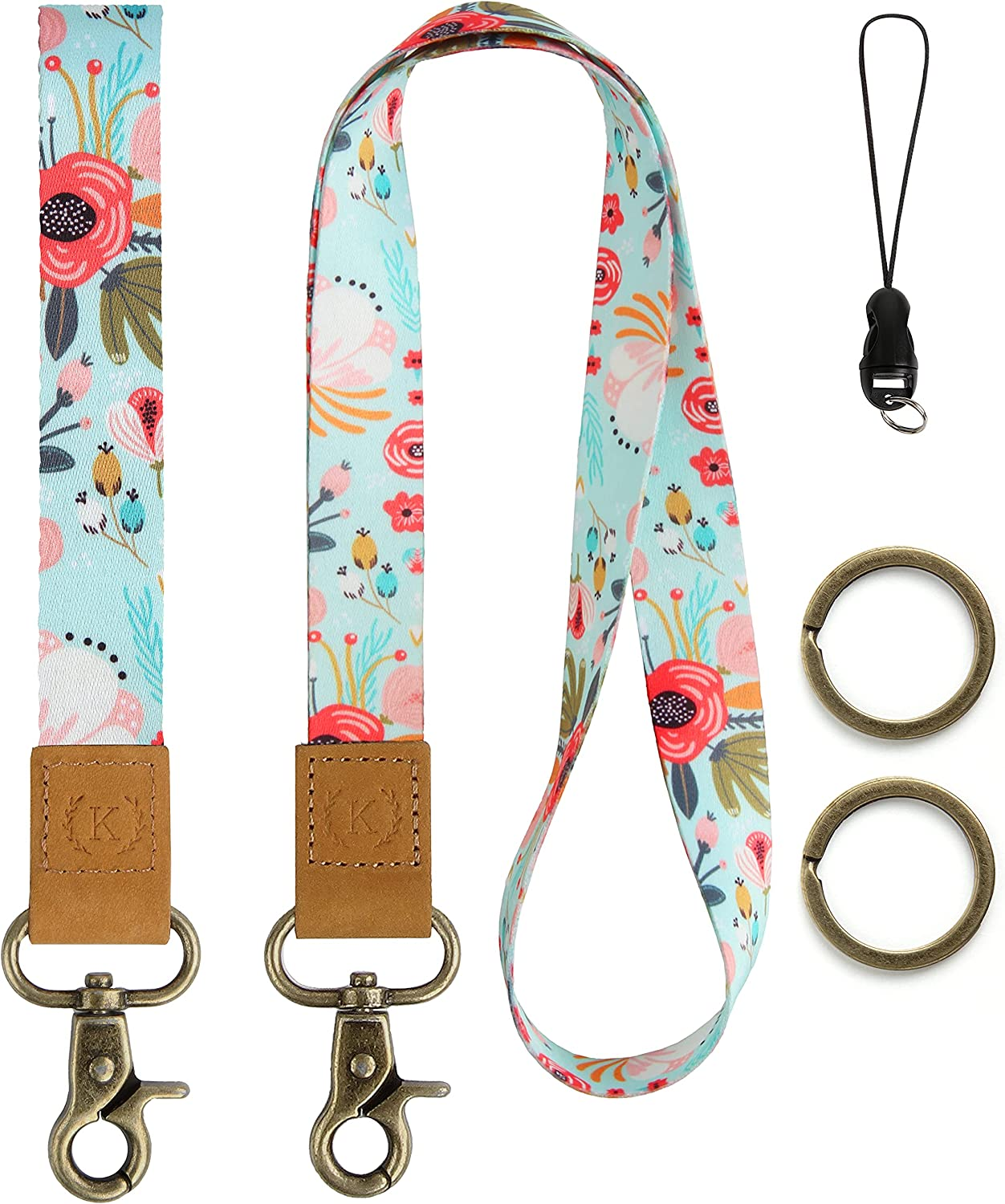 Lanyard for Keys, Teacher Lanyard for ID Holder, Blue Wrist Lanyard& Neck Lanyard Kit for Women& Men, Wallet, Car Keys, Keychain, Unique Patterns, Ultra Soft, Durable Polyester&hellip;&hellip; image number 1