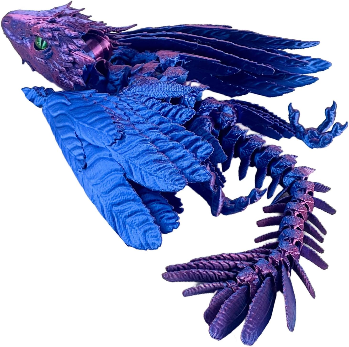 Feathered Wyvern Dragon,3D Printed Dragon, Articulated Dragon with Wings, 3D Printed Toys, Desktop Pet - Perfect for Fantasy Enthusiasts (Noctilucent Blue)